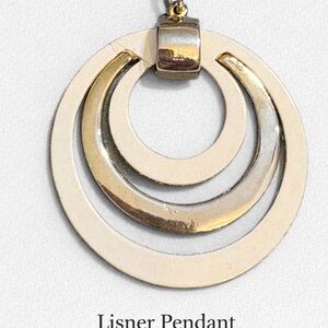 Vintage Lisner Concentric Circle Pendant | Cream & Gold and Silver 2”